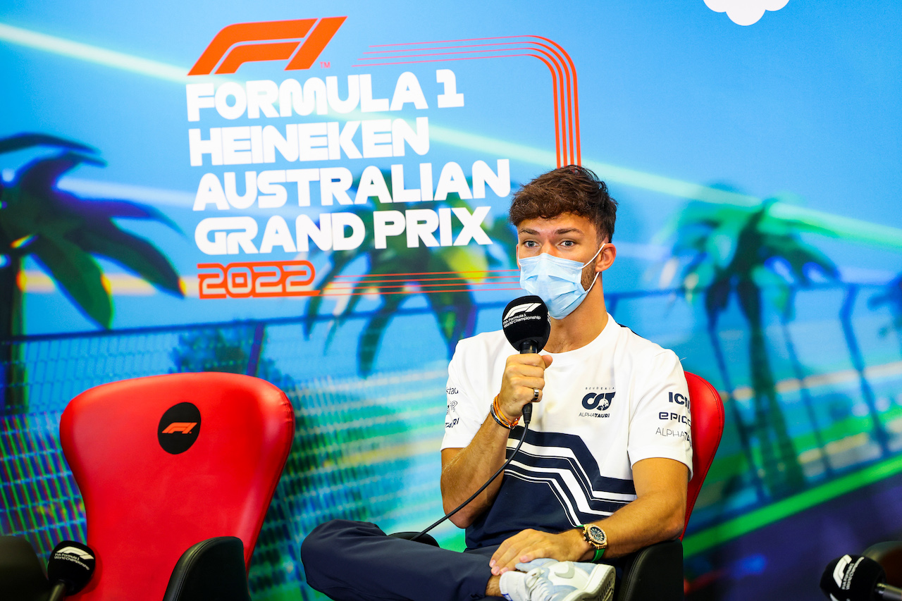 GP AUSTRALIA, Pierre Gasly (FRA) AlphaTauri in the FIA Press Conference.
08.04.2022. Formula 1 World Championship, Rd 3, Australian Grand Prix, Albert Park, Melbourne, Australia, Practice Day.
- www.xpbimages.com, EMail: requests@xpbimages.com © Copyright: XPB Images