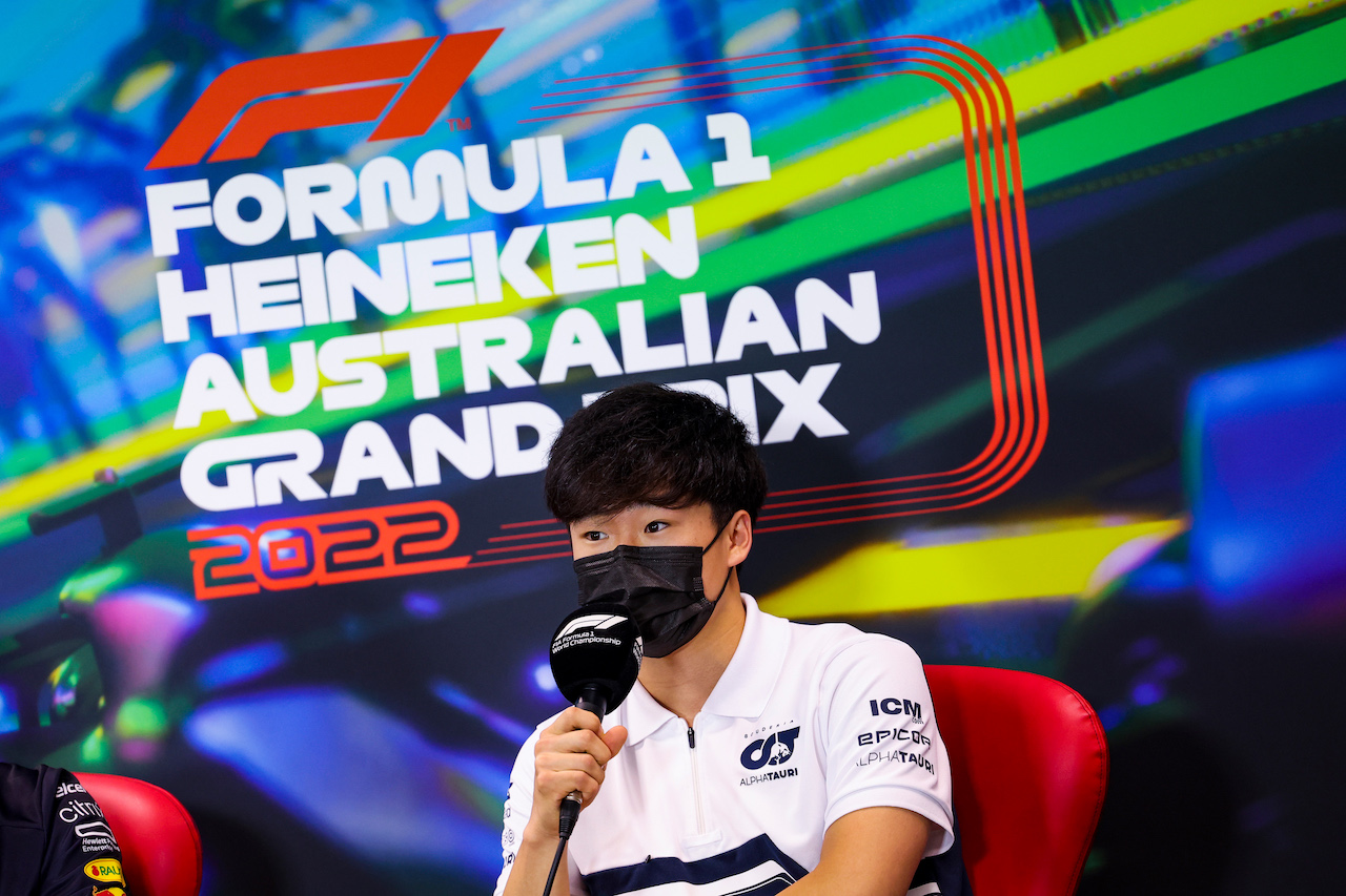 GP AUSTRALIA, Yuki Tsunoda (JPN) AlphaTauri in the FIA Press Conference.
08.04.2022. Formula 1 World Championship, Rd 3, Australian Grand Prix, Albert Park, Melbourne, Australia, Practice Day.
- www.xpbimages.com, EMail: requests@xpbimages.com © Copyright: XPB Images