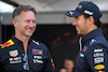 GP AUSTRALIA, (L to R): Christian Horner (GBR) Red Bull Racing Team Principal with Sergio Perez (MEX) Red Bull Racing.
08.04.2022. Formula 1 World Championship, Rd 3, Australian Grand Prix, Albert Park, Melbourne, Australia, Practice Day.
 - www.xpbimages.com, EMail: requests@xpbimages.com © Copyright: Coates / XPB Images