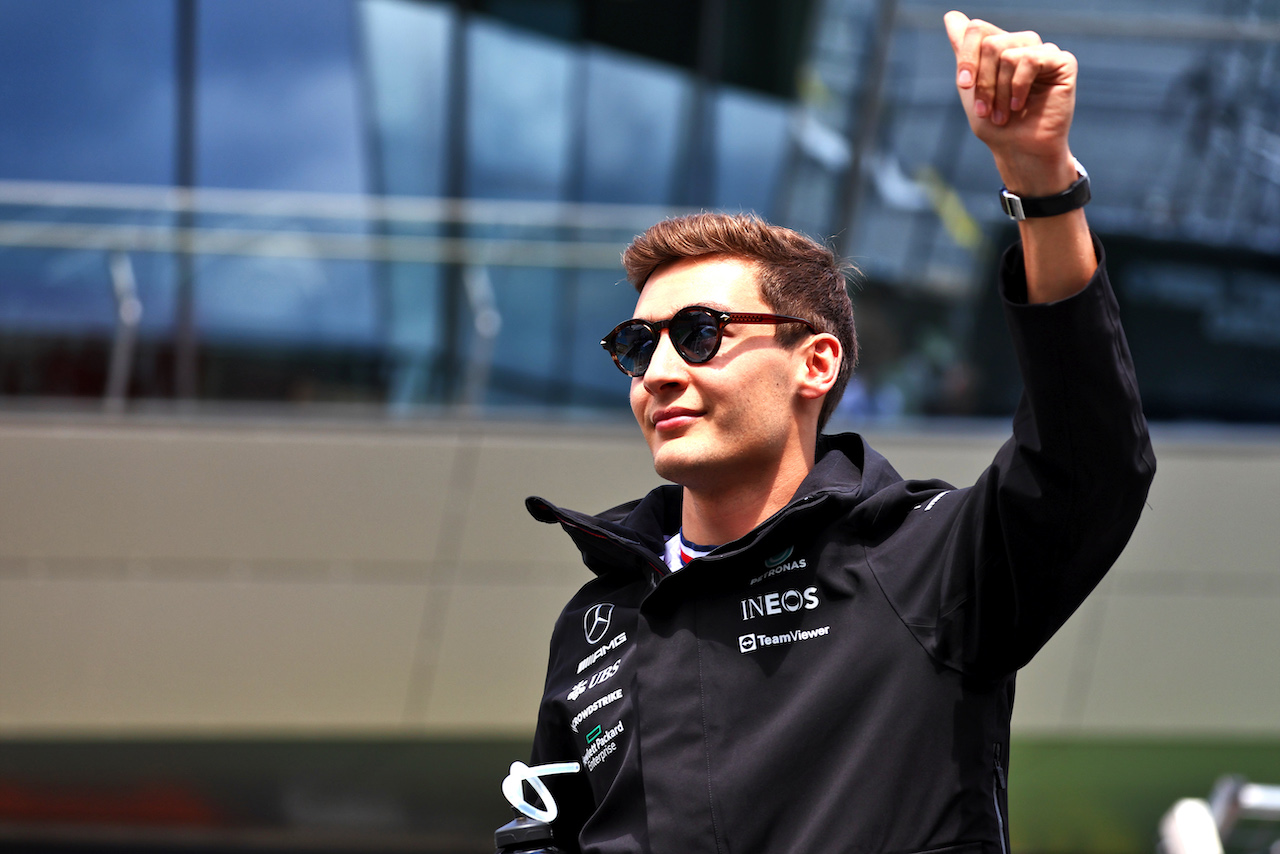 GP AUSTRIA, George Russell (GBR) Mercedes AMG F1 on the drivers parade.
10.07.2022. Formula 1 World Championship, Rd 11, Austrian Grand Prix, Spielberg, Austria, Gara Day.
- www.xpbimages.com, EMail: requests@xpbimages.com © Copyright: Batchelor / XPB Images