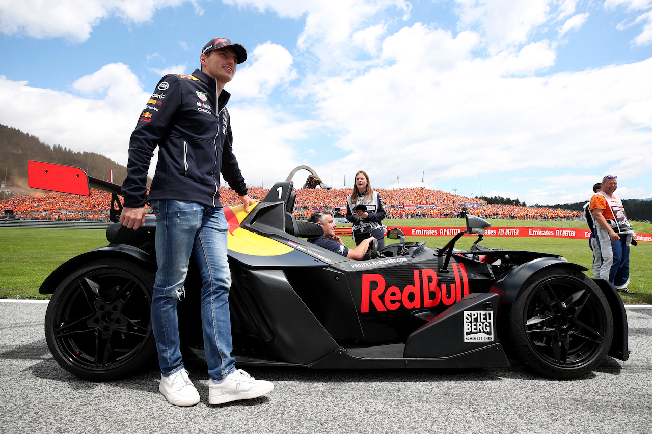 GP AUSTRIA, Max Verstappen (NLD) Red Bull Racing on the drivers parade with a KTM X-Bow.
10.07.2022. Formula 1 World Championship, Rd 11, Austrian Grand Prix, Spielberg, Austria, Gara Day.
 - www.xpbimages.com, EMail: requests@xpbimages.com © Copyright: Coates / XPB Images