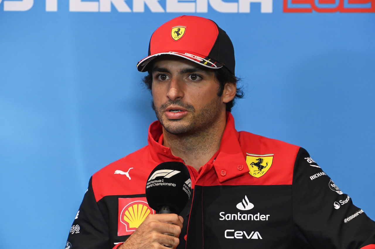 GP AUSTRIA, Carlos Sainz Jr (ESP) Ferrari in the FIA Press Conference.
07.07.2022. Formula 1 World Championship, Rd 11, Austrian Grand Prix, Spielberg, Austria, Preparation Day.
- www.xpbimages.com, EMail: requests@xpbimages.com © Copyright: XPB Images