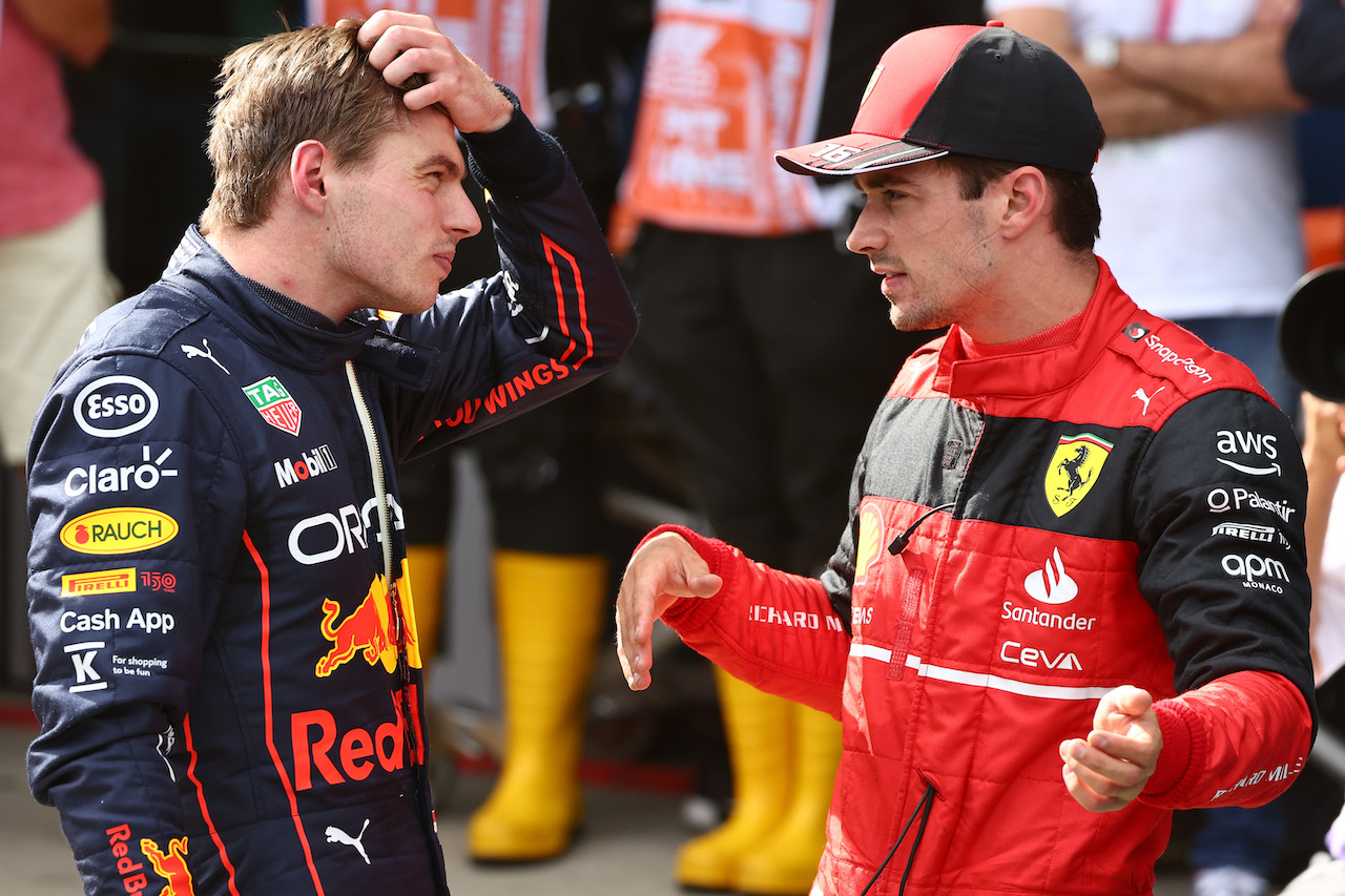 GP AUSTRIA, 1st for Max Verstappen (NLD) Red Bull Racing 2nd for Charles Leclerc (MON) Ferrari.
09.07.2022. Formula 1 World Championship, Rd 11, Austrian Grand Prix, Spielberg, Austria, Sprint Day.
- www.xpbimages.com, EMail: requests@xpbimages.com ¬© Copyright: Batchelor / XPB Images