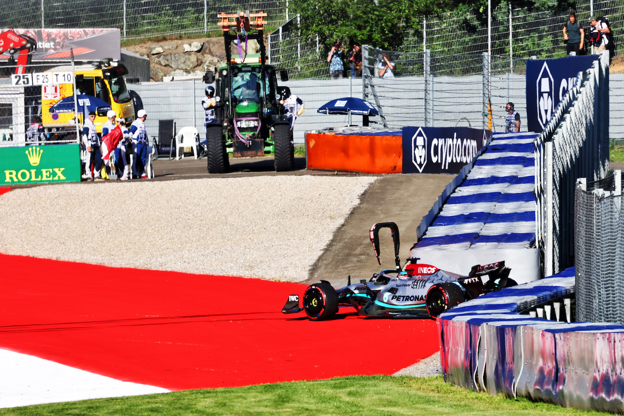 GP AUSTRIA, George Russell (GBR) Mercedes AMG F1 W13 crashed out of qualifying.
08.07.2022. Formula 1 World Championship, Rd 11, Austrian Grand Prix, Spielberg, Austria, Qualifiche Day.
- www.xpbimages.com, EMail: requests@xpbimages.com © Copyright: Batchelor / XPB Images