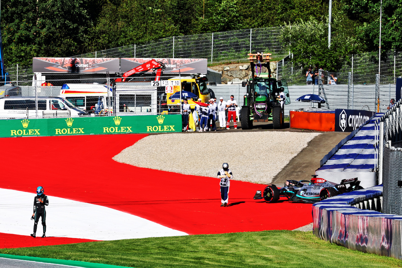 GP AUSTRIA, George Russell (GBR) Mercedes AMG F1 W13 crashed out of qualifying.
08.07.2022. Formula 1 World Championship, Rd 11, Austrian Grand Prix, Spielberg, Austria, Qualifiche Day.
- www.xpbimages.com, EMail: requests@xpbimages.com © Copyright: Batchelor / XPB Images