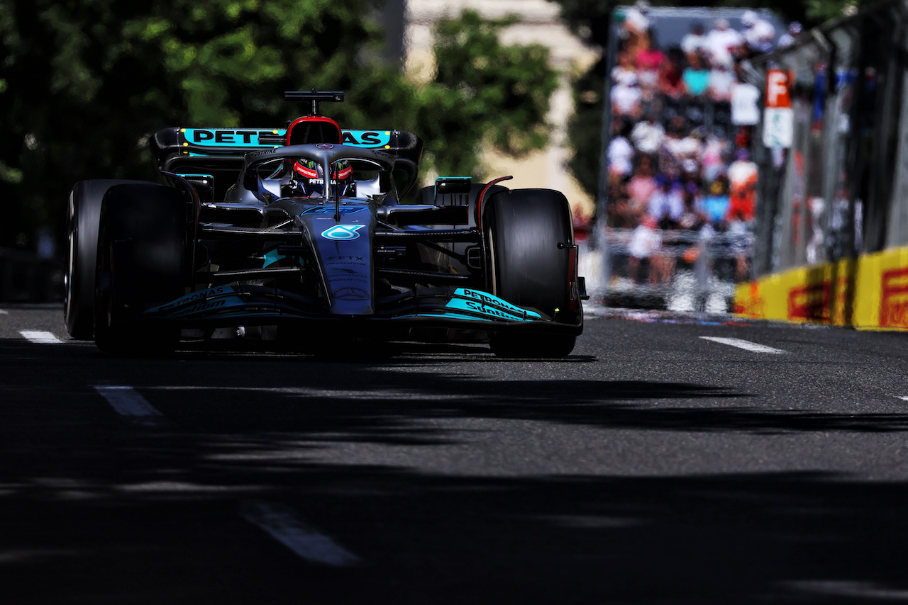 GP AZERBAIJAN, George Russell (GBR) Mercedes AMG F1 W13.
12.06.2022. Formula 1 World Championship, Rd 8, Azerbaijan Grand Prix, Baku Street Circuit, Azerbaijan, Gara Day.
- www.xpbimages.com, EMail: requests@xpbimages.com © Copyright: Bearne / XPB Images