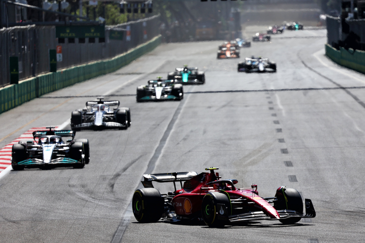 GP AZERBAIJAN, Carlos Sainz Jr (ESP) Ferrari F1-75.
12.06.2022. Formula 1 World Championship, Rd 8, Azerbaijan Grand Prix, Baku Street Circuit, Azerbaijan, Gara Day.
- www.xpbimages.com, EMail: requests@xpbimages.com © Copyright: Batchelor / XPB Images