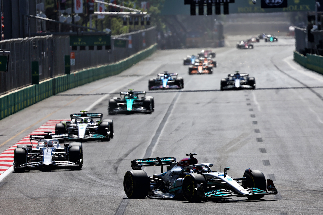 GP AZERBAIJAN, George Russell (GBR) Mercedes AMG F1 W13.
12.06.2022. Formula 1 World Championship, Rd 8, Azerbaijan Grand Prix, Baku Street Circuit, Azerbaijan, Gara Day.
- www.xpbimages.com, EMail: requests@xpbimages.com © Copyright: Batchelor / XPB Images