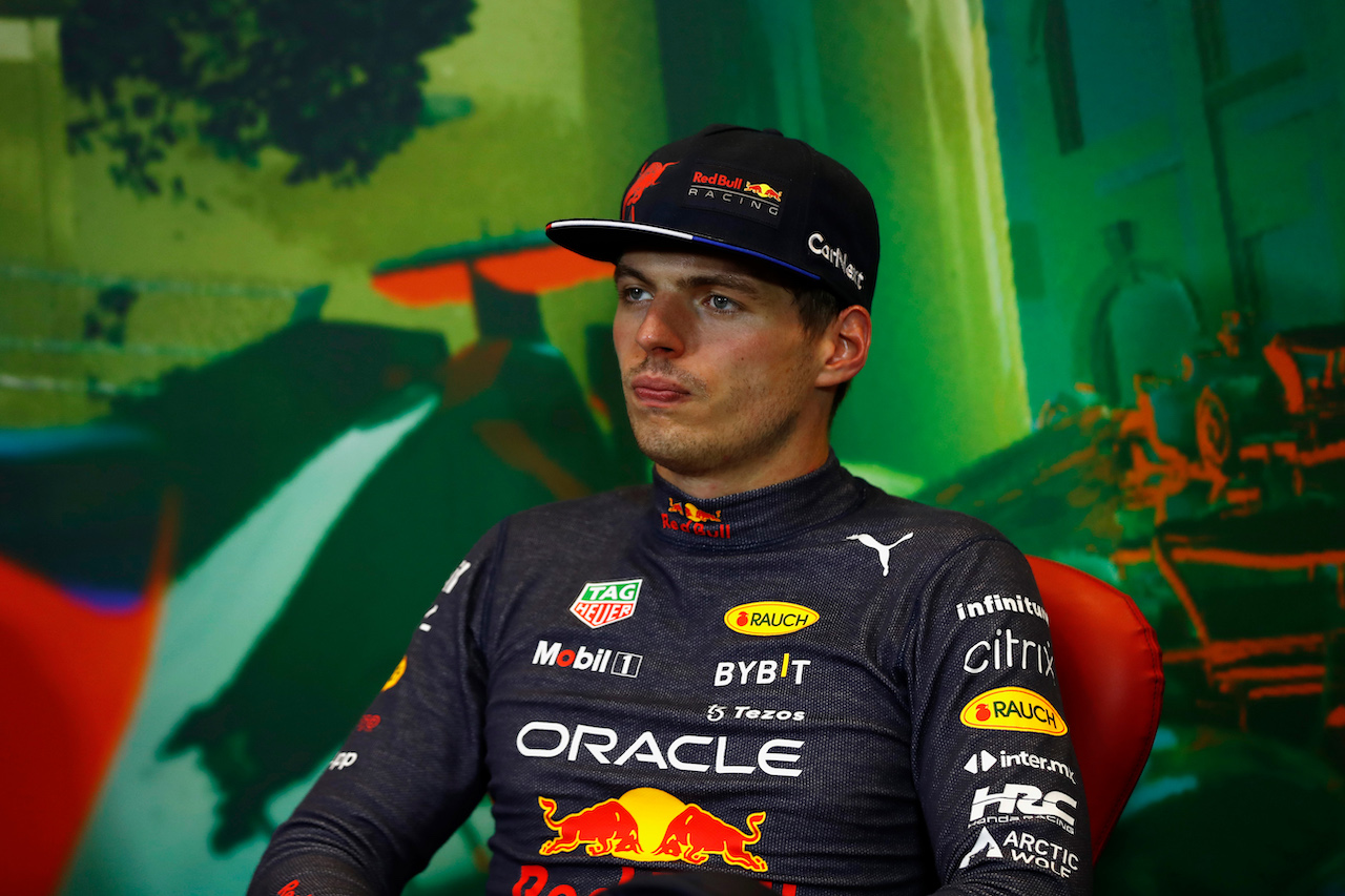 GP AZERBAIJAN, Max Verstappen (NLD) Red Bull Racing in the post race FIA Press Conference.
12.06.2022. Formula 1 World Championship, Rd 8, Azerbaijan Grand Prix, Baku Street Circuit, Azerbaijan, Gara Day.
- www.xpbimages.com, EMail: requests@xpbimages.com © Copyright: XPB Images