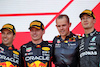 GP AZERBAIJAN, The podium (L to R): Sergio Perez (MEX) Red Bull Racing, second; Max Verstappen (NLD) Red Bull Racing, vincitore; Tom Hart (GBR) Red Bull Racing Performance Engineer; George Russell (GBR) Mercedes AMG F1 third.
12.06.2022. Formula 1 World Championship, Rd 8, Azerbaijan Grand Prix, Baku Street Circuit, Azerbaijan, Gara Day.
 - www.xpbimages.com, EMail: requests@xpbimages.com © Copyright: Coates / XPB Images