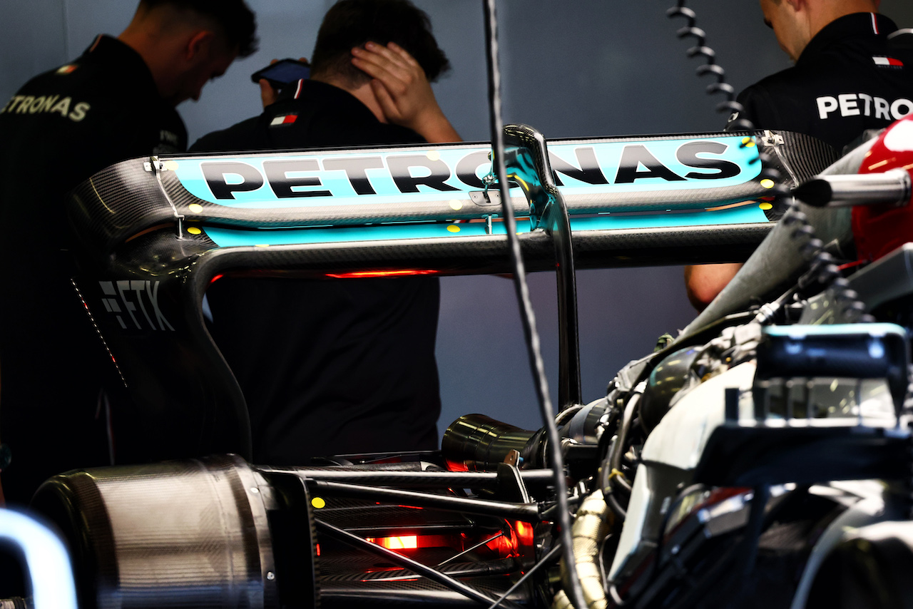 GP AZERBAIJAN, Mercedes AMG F1 W13 rear wing.
09.06.2022. Formula 1 World Championship, Rd 8, Azerbaijan Grand Prix, Baku Street Circuit, Azerbaijan, Preparation Day.
- www.xpbimages.com, EMail: requests@xpbimages.com © Copyright: Batchelor / XPB Images