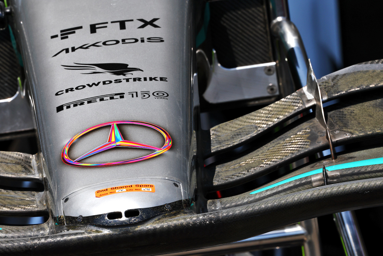 GP AZERBAIJAN, Mercedes AMG F1 W13 nosecone.
09.06.2022. Formula 1 World Championship, Rd 8, Azerbaijan Grand Prix, Baku Street Circuit, Azerbaijan, Preparation Day.
- www.xpbimages.com, EMail: requests@xpbimages.com © Copyright: Batchelor / XPB Images