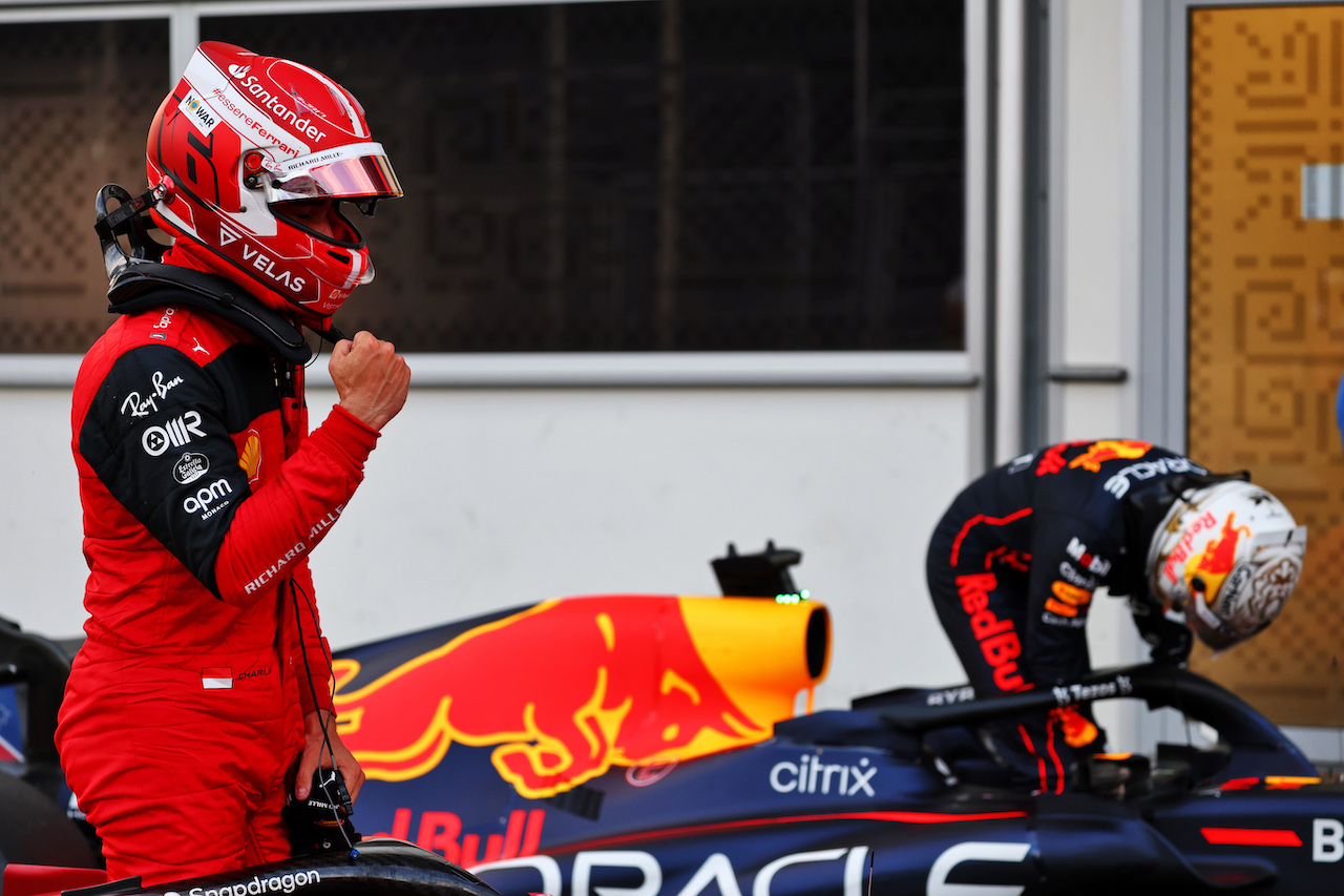 GP AZERBAIJAN, Charles Leclerc (MON) Ferrari celebrates his pole position in qualifying parc ferme.
11.06.2022. Formula 1 World Championship, Rd 8, Azerbaijan Grand Prix, Baku Street Circuit, Azerbaijan, Qualifiche Day.
- www.xpbimages.com, EMail: requests@xpbimages.com © Copyright: Batchelor / XPB Images