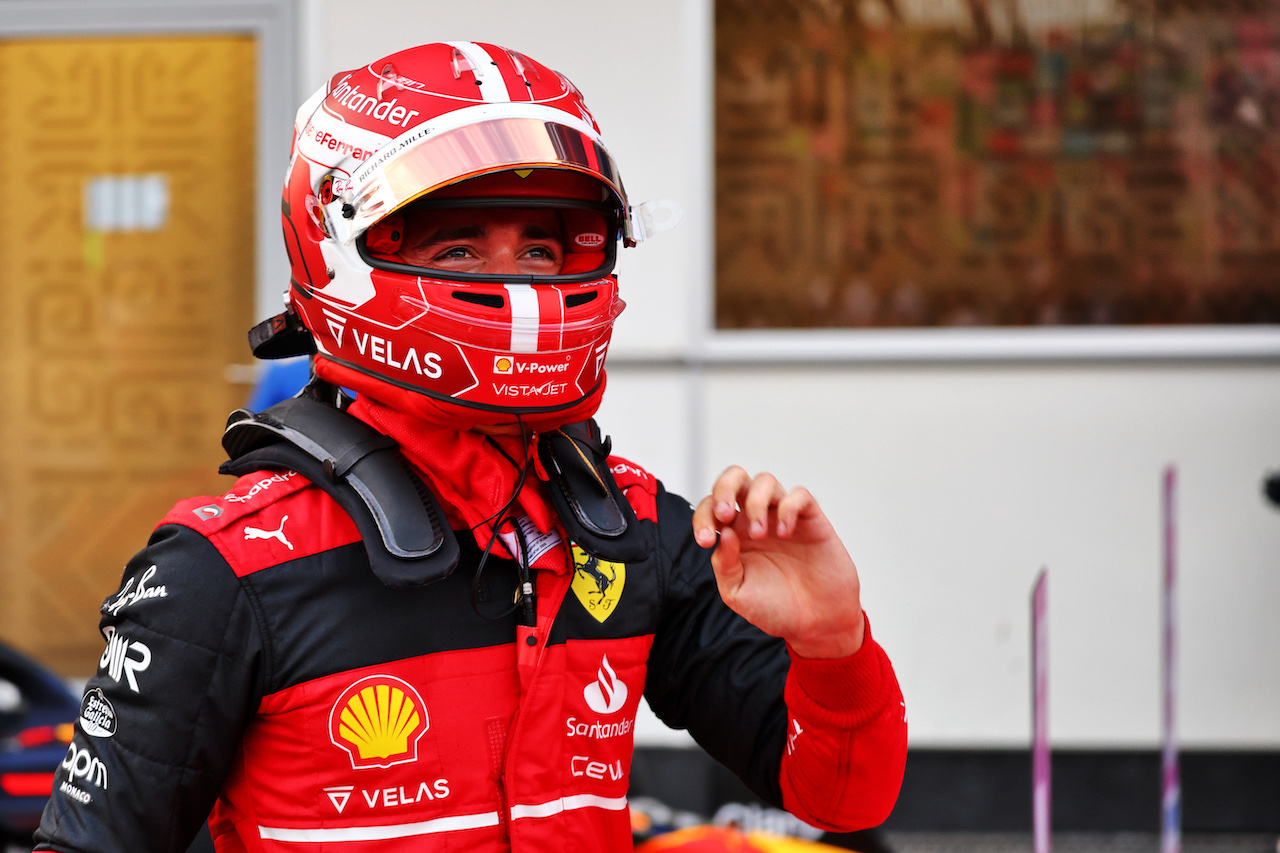 GP AZERBAIJAN, Charles Leclerc (MON) Ferrari celebrates his pole position in qualifying parc ferme.
11.06.2022. Formula 1 World Championship, Rd 8, Azerbaijan Grand Prix, Baku Street Circuit, Azerbaijan, Qualifiche Day.
- www.xpbimages.com, EMail: requests@xpbimages.com © Copyright: Batchelor / XPB Images