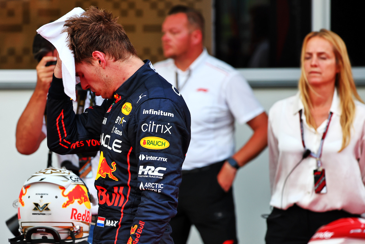 GP AZERBAIJAN, Max Verstappen (NLD) Red Bull Racing in qualifying parc ferme.
11.06.2022. Formula 1 World Championship, Rd 8, Azerbaijan Grand Prix, Baku Street Circuit, Azerbaijan, Qualifiche Day.
- www.xpbimages.com, EMail: requests@xpbimages.com © Copyright: Batchelor / XPB Images