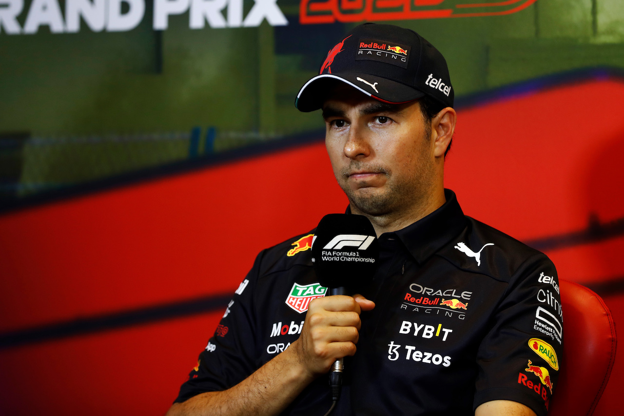GP AZERBAIJAN, Sergio Perez (MEX) Red Bull Racing in the post qualifying FIA Press Conference.
11.06.2022. Formula 1 World Championship, Rd 8, Azerbaijan Grand Prix, Baku Street Circuit, Azerbaijan, Qualifiche Day.
- www.xpbimages.com, EMail: requests@xpbimages.com © Copyright: XPB Images