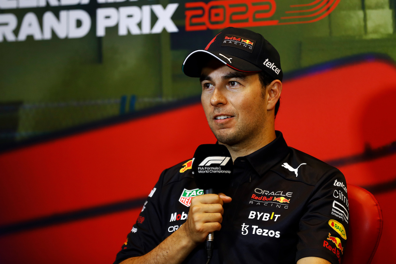 GP AZERBAIJAN, Sergio Perez (MEX) Red Bull Racing in the post qualifying FIA Press Conference.
11.06.2022. Formula 1 World Championship, Rd 8, Azerbaijan Grand Prix, Baku Street Circuit, Azerbaijan, Qualifiche Day.
- www.xpbimages.com, EMail: requests@xpbimages.com © Copyright: XPB Images
