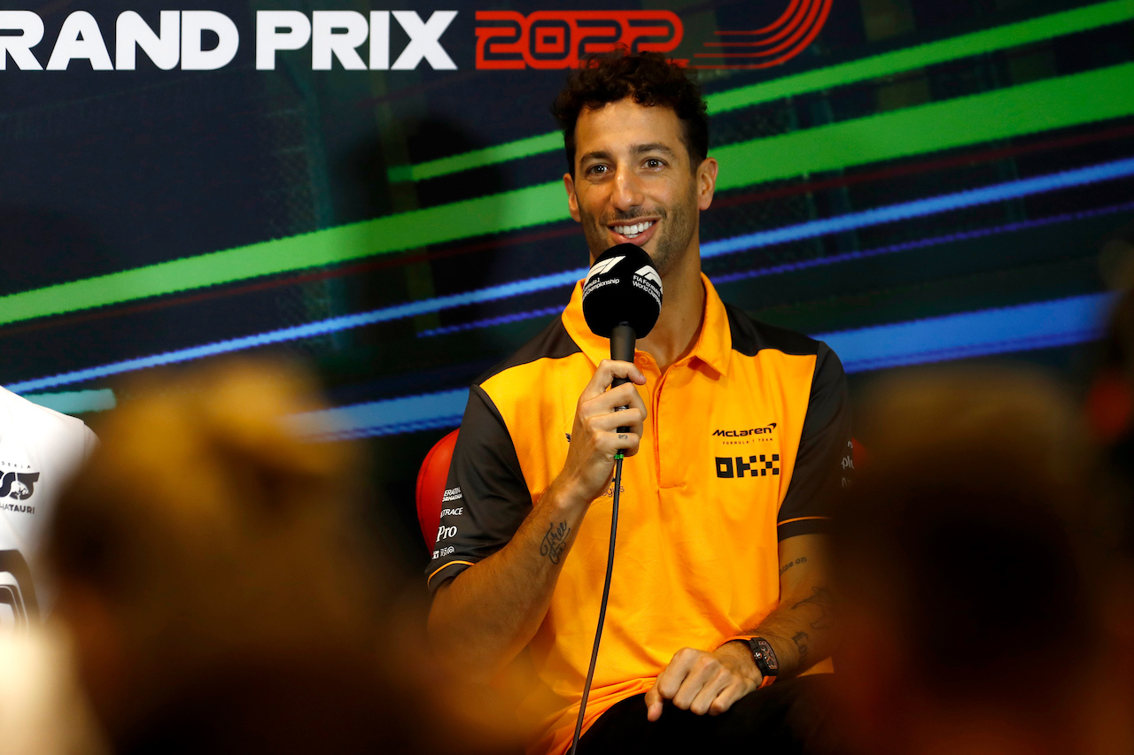 GP AZERBAIJAN, Daniel Ricciardo (AUS) McLaren in the FIA Press Conference.
10.06.2022. Formula 1 World Championship, Rd 8, Azerbaijan Grand Prix, Baku Street Circuit, Azerbaijan, Practice Day.
- www.xpbimages.com, EMail: requests@xpbimages.com © Copyright: XPB Images
