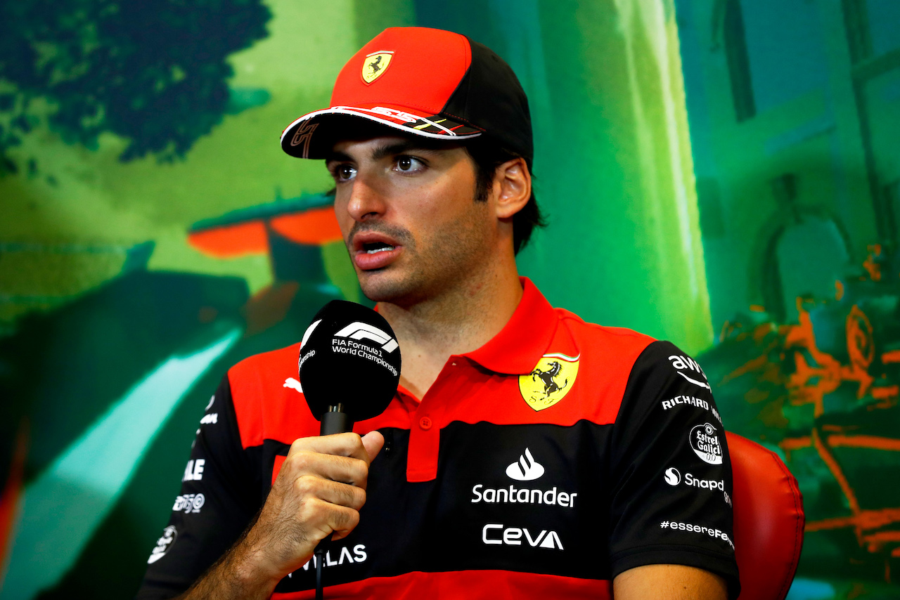 GP AZERBAIJAN, Carlos Sainz Jr (ESP) Ferrari in the FIA Press Conference.
10.06.2022. Formula 1 World Championship, Rd 8, Azerbaijan Grand Prix, Baku Street Circuit, Azerbaijan, Practice Day.
- www.xpbimages.com, EMail: requests@xpbimages.com © Copyright: XPB Images