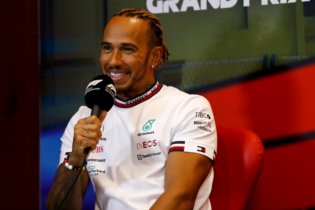 GP AZERBAIJAN, Lewis Hamilton (GBR) Mercedes AMG F1 in the FIA Press Conference.
10.06.2022. Formula 1 World Championship, Rd 8, Azerbaijan Grand Prix, Baku Street Circuit, Azerbaijan, Practice Day.
- www.xpbimages.com, EMail: requests@xpbimages.com © Copyright: XPB Images