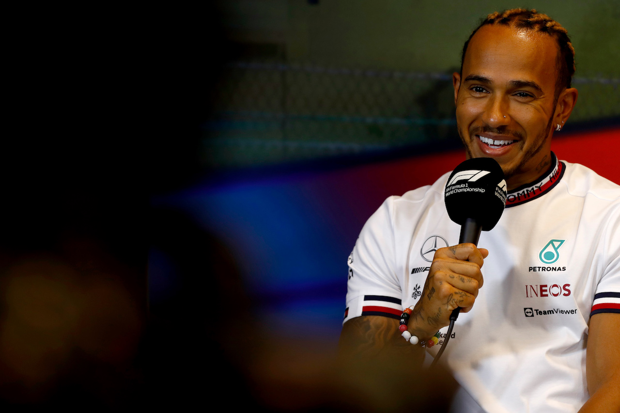 GP AZERBAIJAN, Lewis Hamilton (GBR) Mercedes AMG F1 in the FIA Press Conference.
10.06.2022. Formula 1 World Championship, Rd 8, Azerbaijan Grand Prix, Baku Street Circuit, Azerbaijan, Practice Day.
- www.xpbimages.com, EMail: requests@xpbimages.com © Copyright: XPB Images