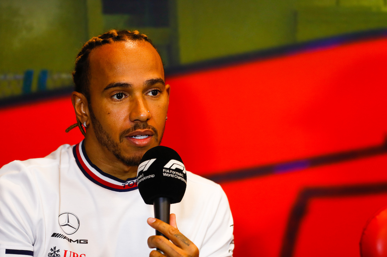 GP AZERBAIJAN, Lewis Hamilton (GBR) Mercedes AMG F1 in the FIA Press Conference.
10.06.2022. Formula 1 World Championship, Rd 8, Azerbaijan Grand Prix, Baku Street Circuit, Azerbaijan, Practice Day.
- www.xpbimages.com, EMail: requests@xpbimages.com © Copyright: XPB Images