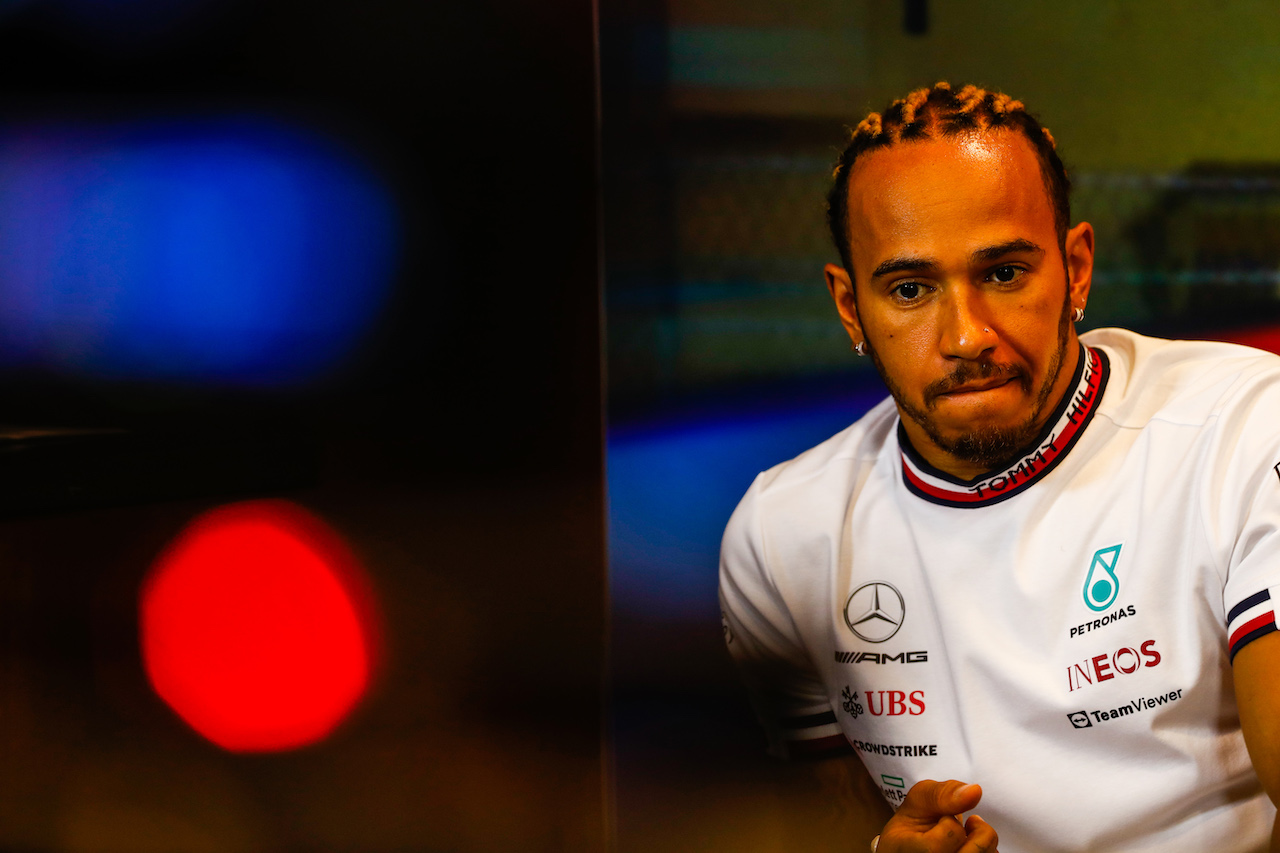 GP AZERBAIJAN, Lewis Hamilton (GBR) Mercedes AMG F1 in the FIA Press Conference.
10.06.2022. Formula 1 World Championship, Rd 8, Azerbaijan Grand Prix, Baku Street Circuit, Azerbaijan, Practice Day.
- www.xpbimages.com, EMail: requests@xpbimages.com © Copyright: XPB Images