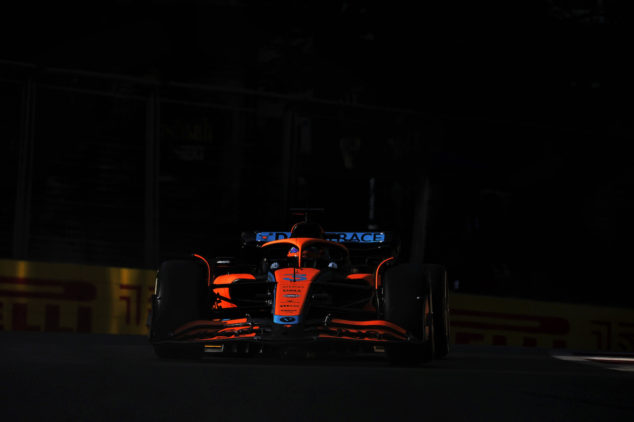 GP AZERBAIJAN, Daniel Ricciardo (AUS) McLaren MCL36.
10.06.2022. Formula 1 World Championship, Rd 8, Azerbaijan Grand Prix, Baku Street Circuit, Azerbaijan, Practice Day.
- www.xpbimages.com, EMail: requests@xpbimages.com © Copyright: Bearne / XPB Images