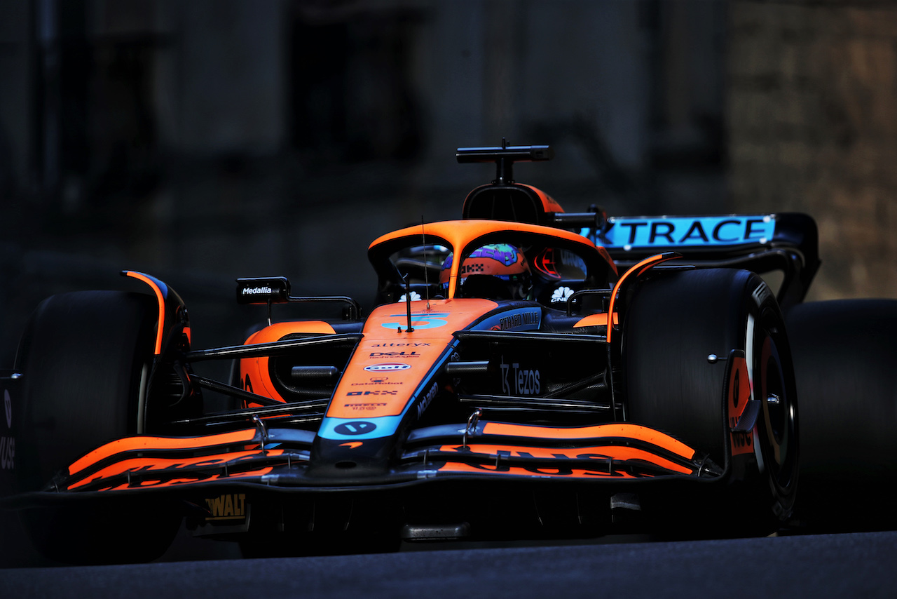 GP AZERBAIJAN, Daniel Ricciardo (AUS) McLaren MCL36.
10.06.2022. Formula 1 World Championship, Rd 8, Azerbaijan Grand Prix, Baku Street Circuit, Azerbaijan, Practice Day.
 - www.xpbimages.com, EMail: requests@xpbimages.com © Copyright: Coates / XPB Images