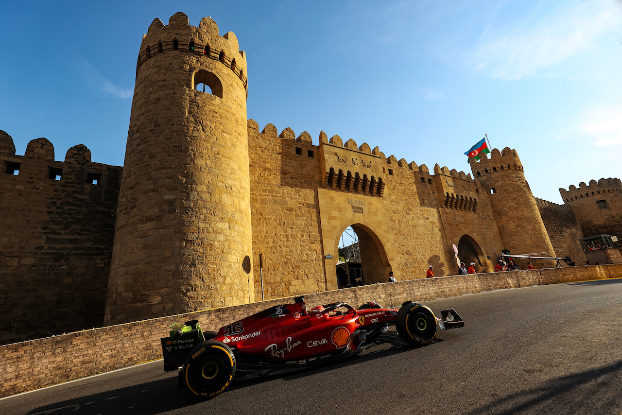 GP AZERBAIJAN, Charles Leclerc (FRA), Ferrari 
10.06.2022. Formula 1 World Championship, Rd 8, Azerbaijan Grand Prix, Baku Street Circuit, Azerbaijan, Practice Day.
- www.xpbimages.com, EMail: requests@xpbimages.com © Copyright: Charniaux / XPB Images