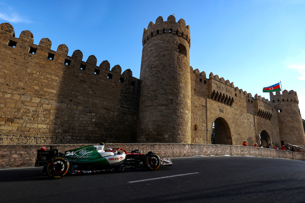 GP AZERBAIJAN, Guanyu Zhou (CHI), Alfa Romeo Racing 
10.06.2022. Formula 1 World Championship, Rd 8, Azerbaijan Grand Prix, Baku Street Circuit, Azerbaijan, Practice Day.
- www.xpbimages.com, EMail: requests@xpbimages.com ¬© Copyright: Charniaux / XPB Images