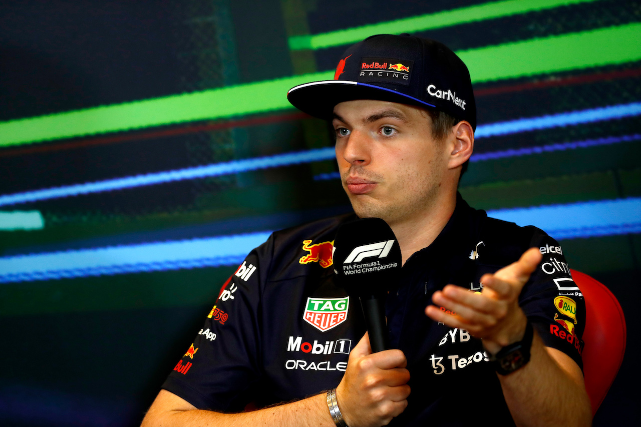 GP AZERBAIJAN, Max Verstappen (NLD) Red Bull Racing in the FIA Press Conference.
10.06.2022. Formula 1 World Championship, Rd 8, Azerbaijan Grand Prix, Baku Street Circuit, Azerbaijan, Practice Day.
- www.xpbimages.com, EMail: requests@xpbimages.com © Copyright: XPB Images