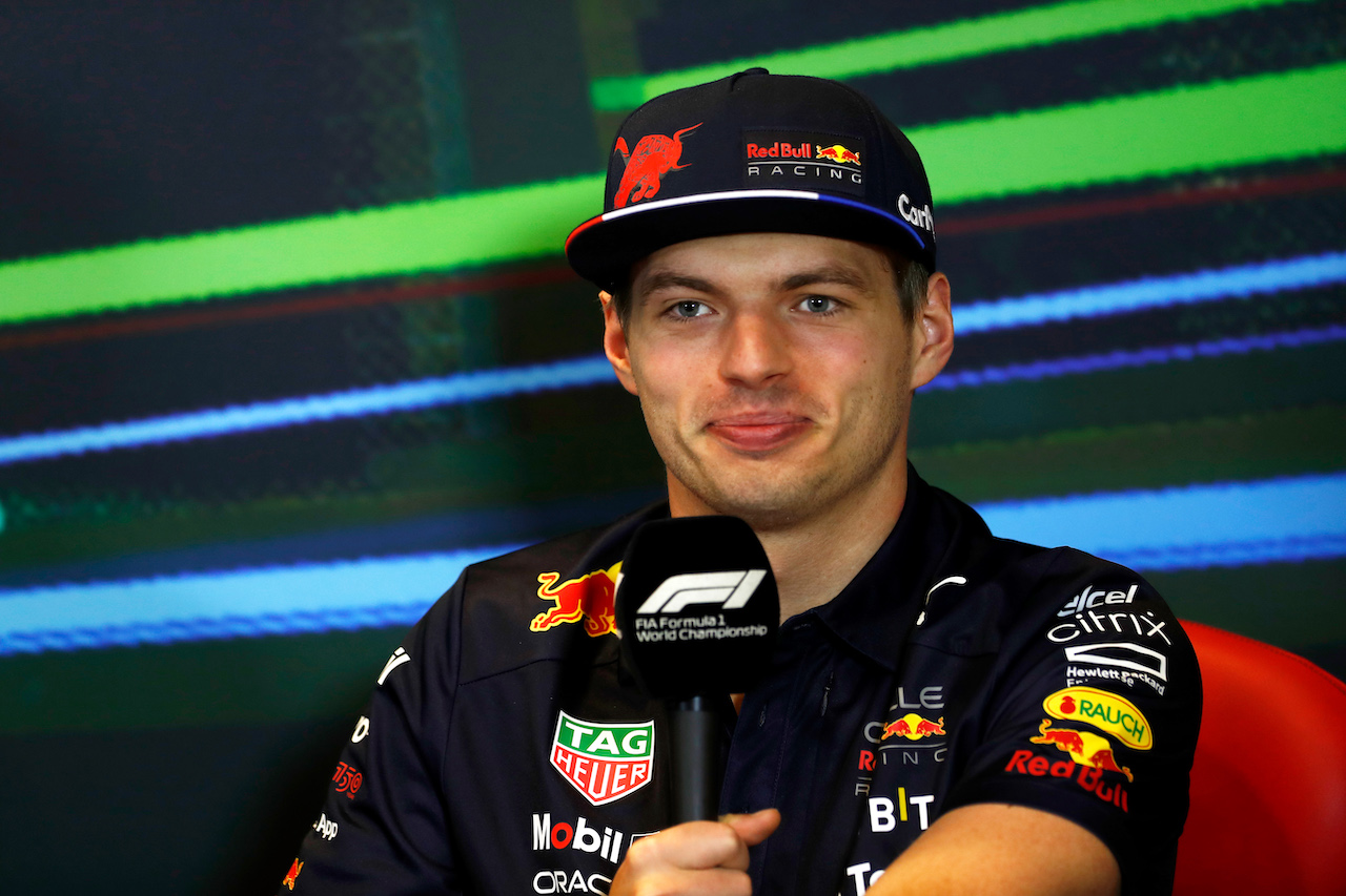 GP AZERBAIJAN, Max Verstappen (NLD) Red Bull Racing in the FIA Press Conference.
10.06.2022. Formula 1 World Championship, Rd 8, Azerbaijan Grand Prix, Baku Street Circuit, Azerbaijan, Practice Day.
- www.xpbimages.com, EMail: requests@xpbimages.com © Copyright: XPB Images