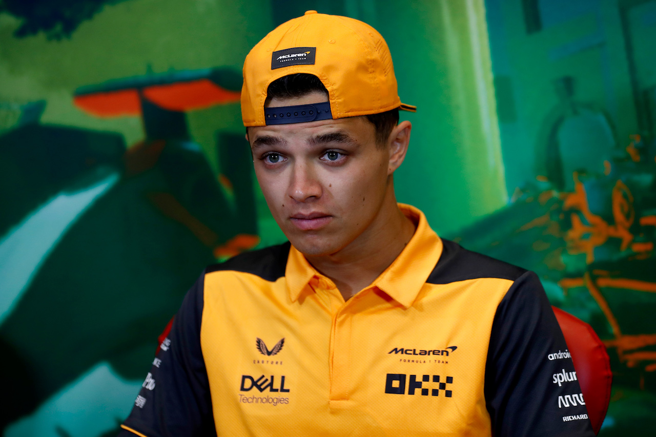 GP AZERBAIJAN, Lando Norris (GBR) McLaren in the FIA Press Conference.
10.06.2022. Formula 1 World Championship, Rd 8, Azerbaijan Grand Prix, Baku Street Circuit, Azerbaijan, Practice Day.
- www.xpbimages.com, EMail: requests@xpbimages.com © Copyright: XPB Images