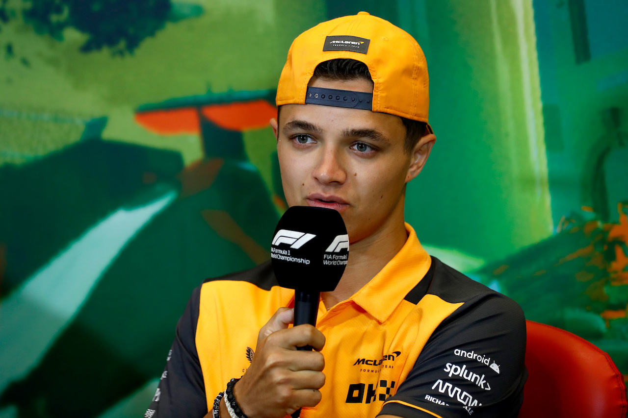 GP AZERBAIJAN, Lando Norris (GBR) McLaren in the FIA Press Conference.
10.06.2022. Formula 1 World Championship, Rd 8, Azerbaijan Grand Prix, Baku Street Circuit, Azerbaijan, Practice Day.
- www.xpbimages.com, EMail: requests@xpbimages.com © Copyright: XPB Images