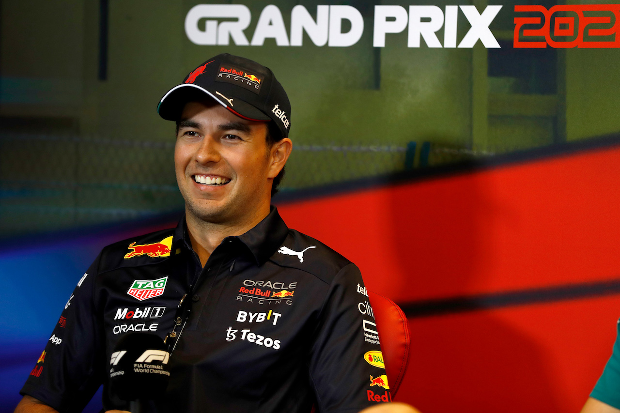 GP AZERBAIJAN, Sergio Perez (MEX) Red Bull Racing in the FIA Press Conference.
10.06.2022. Formula 1 World Championship, Rd 8, Azerbaijan Grand Prix, Baku Street Circuit, Azerbaijan, Practice Day.
- www.xpbimages.com, EMail: requests@xpbimages.com © Copyright: XPB Images
