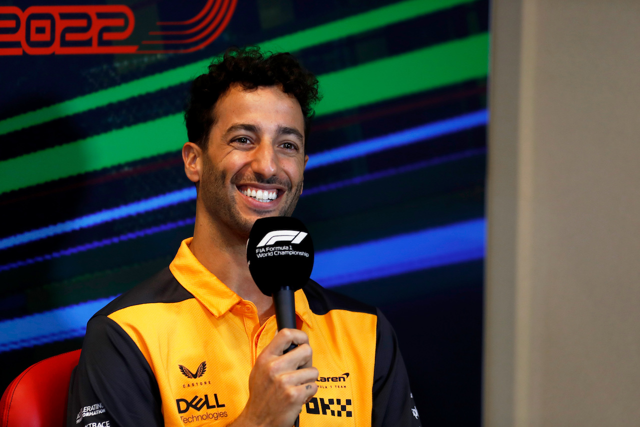 GP AZERBAIJAN, Daniel Ricciardo (AUS) McLaren in the FIA Press Conference.
10.06.2022. Formula 1 World Championship, Rd 8, Azerbaijan Grand Prix, Baku Street Circuit, Azerbaijan, Practice Day.
- www.xpbimages.com, EMail: requests@xpbimages.com © Copyright: XPB Images
