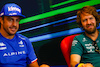 GP AZERBAIJAN, (L to R): Fernando Alonso (ESP) Alpine F1 Team e Sebastian Vettel (GER) Aston Martin F1 Team in the FIA Press Conference.
10.06.2022. Formula 1 World Championship, Rd 8, Azerbaijan Grand Prix, Baku Street Circuit, Azerbaijan, Practice Day.
- www.xpbimages.com, EMail: requests@xpbimages.com © Copyright: XPB Images