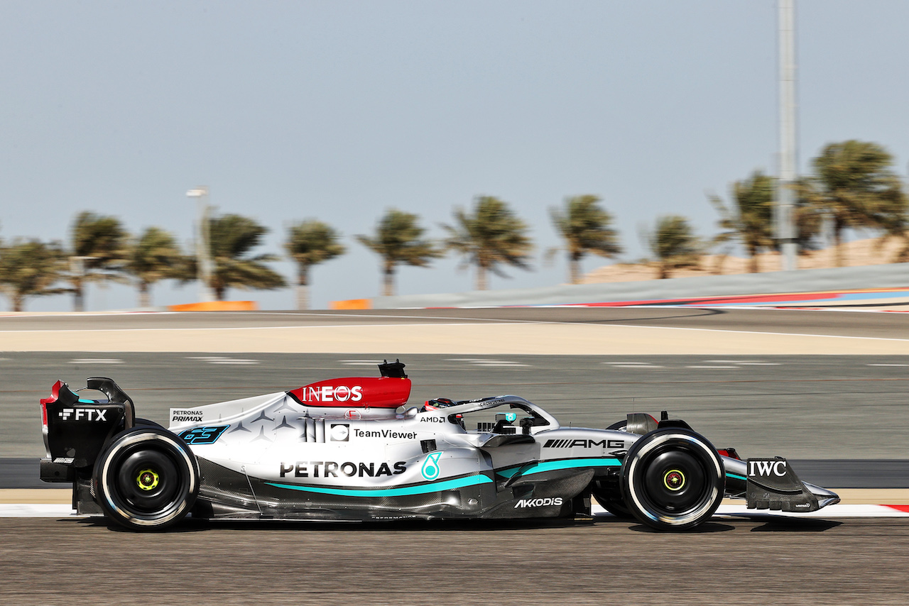 GP BAHRAIN, George Russell (GBR) Mercedes AMG F1 W13.
19.03.2022. Formula 1 World Championship, Rd 1, Bahrain Grand Prix, Sakhir, Bahrain, Qualifiche Day.
- www.xpbimages.com, EMail: requests@xpbimages.com © Copyright: Moy / XPB Images