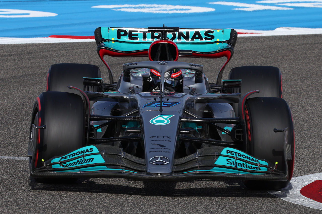 GP BAHRAIN, George Russell (GBR) Mercedes AMG F1 W13.
19.03.2022. Formula 1 World Championship, Rd 1, Bahrain Grand Prix, Sakhir, Bahrain, Qualifiche Day.
- www.xpbimages.com, EMail: requests@xpbimages.com ¬© Copyright: Batchelor / XPB Images