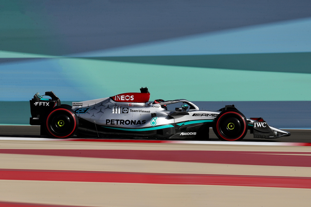 GP BAHRAIN, George Russell (GBR) Mercedes AMG F1 W13.
19.03.2022. Formula 1 World Championship, Rd 1, Bahrain Grand Prix, Sakhir, Bahrain, Qualifiche Day.
 - www.xpbimages.com, EMail: requests@xpbimages.com © Copyright: Coates / XPB Images
