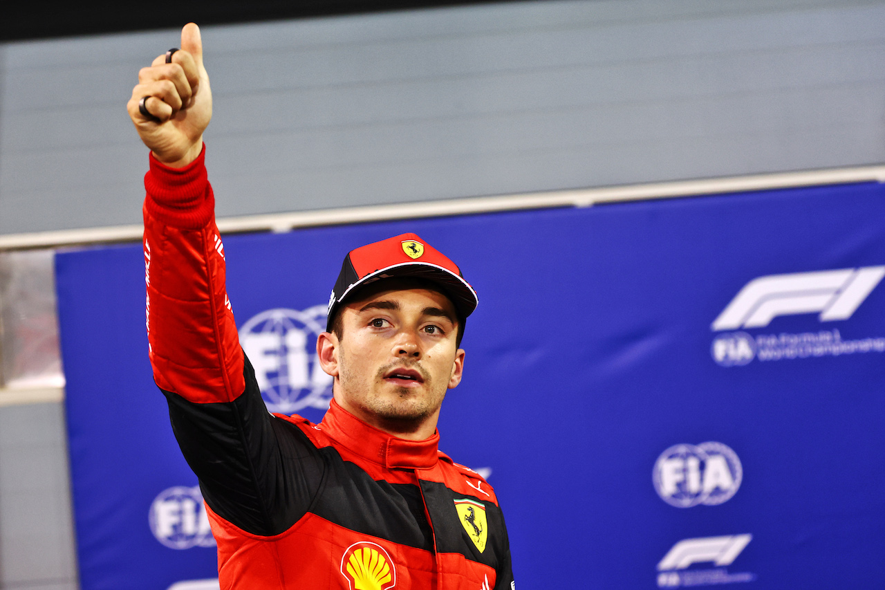 GP BAHRAIN, Charles Leclerc (MON) Ferrari celebrates his pole position in qualifying parc ferme.
19.03.2022. Formula 1 World Championship, Rd 1, Bahrain Grand Prix, Sakhir, Bahrain, Qualifiche Day.
- www.xpbimages.com, EMail: requests@xpbimages.com © Copyright: Batchelor / XPB Images