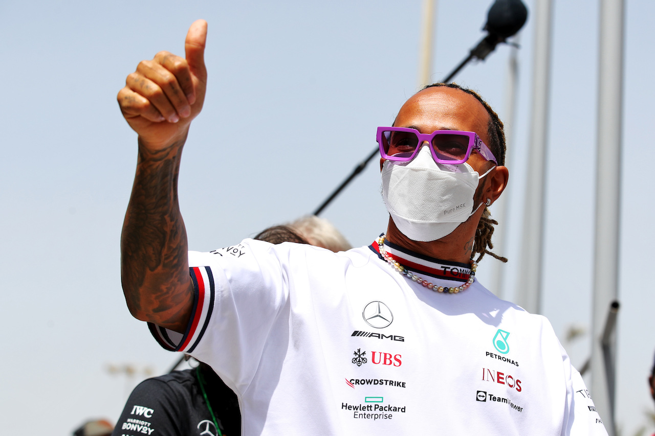 GP BAHRAIN, Lewis Hamilton (GBR) Mercedes AMG F1.
19.03.2022. Formula 1 World Championship, Rd 1, Bahrain Grand Prix, Sakhir, Bahrain, Qualifiche Day.
 - www.xpbimages.com, EMail: requests@xpbimages.com © Copyright: Coates / XPB Images