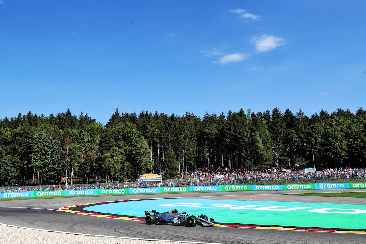 GP BELGIO, George Russell (GBR) Mercedes AMG F1 W13.
28.08.2022. Formula 1 World Championship, Rd 14, Belgian Grand Prix, Spa Francorchamps, Belgium, Gara Day.
 - www.xpbimages.com, EMail: requests@xpbimages.com © Copyright: Coates / XPB Images