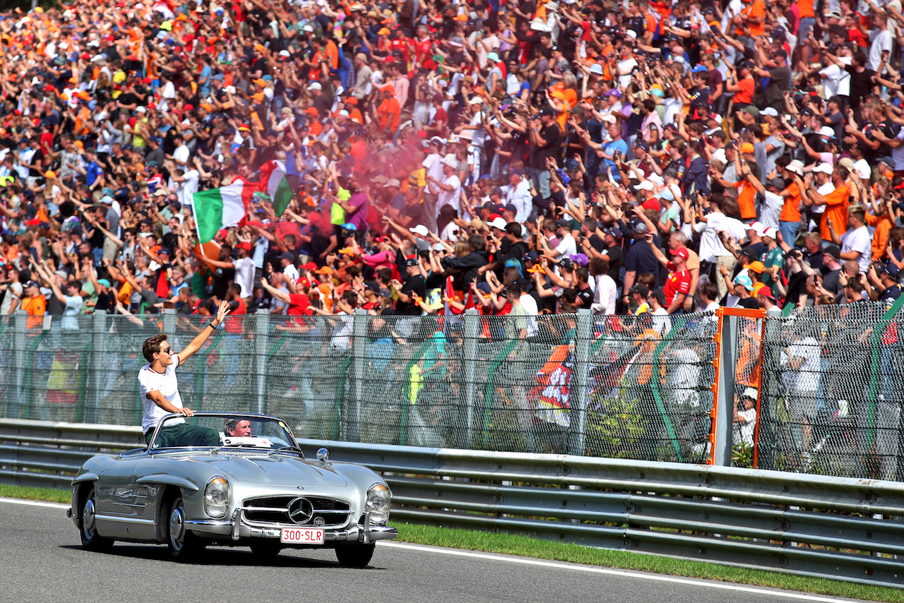 GP BELGIO, George Russell (GBR) Mercedes AMG F1 on the drivers parade.
28.08.2022. Formula 1 World Championship, Rd 14, Belgian Grand Prix, Spa Francorchamps, Belgium, Gara Day.
 - www.xpbimages.com, EMail: requests@xpbimages.com © Copyright: Coates / XPB Images