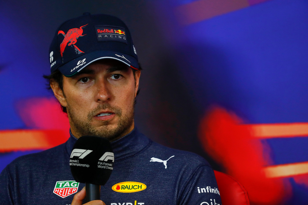 GP BELGIO, Sergio Perez (MEX) Red Bull Racing in the post race FIA Press Conference.
28.08.2022. Formula 1 World Championship, Rd 14, Belgian Grand Prix, Spa Francorchamps, Belgium, Gara Day.
- www.xpbimages.com, EMail: requests@xpbimages.com © Copyright: XPB Images