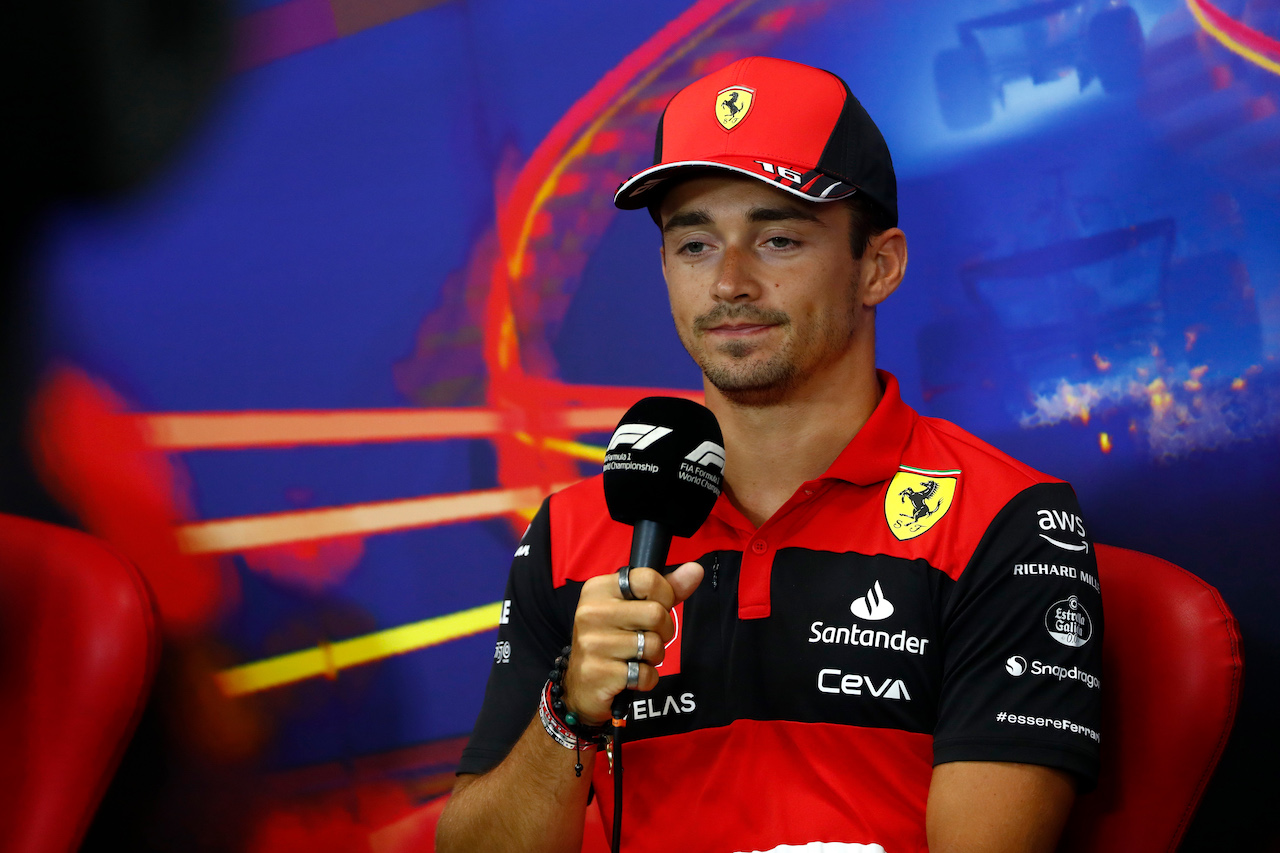 GP BELGIO, Charles Leclerc (MON) Ferrari in the FIA Press Conference.
25.08.2022. Formula 1 World Championship, Rd 14, Belgian Grand Prix, Spa Francorchamps, Belgium, Preparation Day.
- www.xpbimages.com, EMail: requests@xpbimages.com © Copyright: XPB Images
