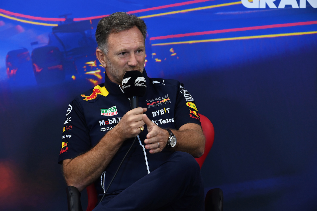 GP BELGIO, Christian Horner (GBR) Red Bull Racing Team Principal in the FIA Press Conference.
27.08.2022. Formula 1 World Championship, Rd 14, Belgian Grand Prix, Spa Francorchamps, Belgium, Qualifiche Day.
- www.xpbimages.com, EMail: requests@xpbimages.com © Copyright: XPB Images