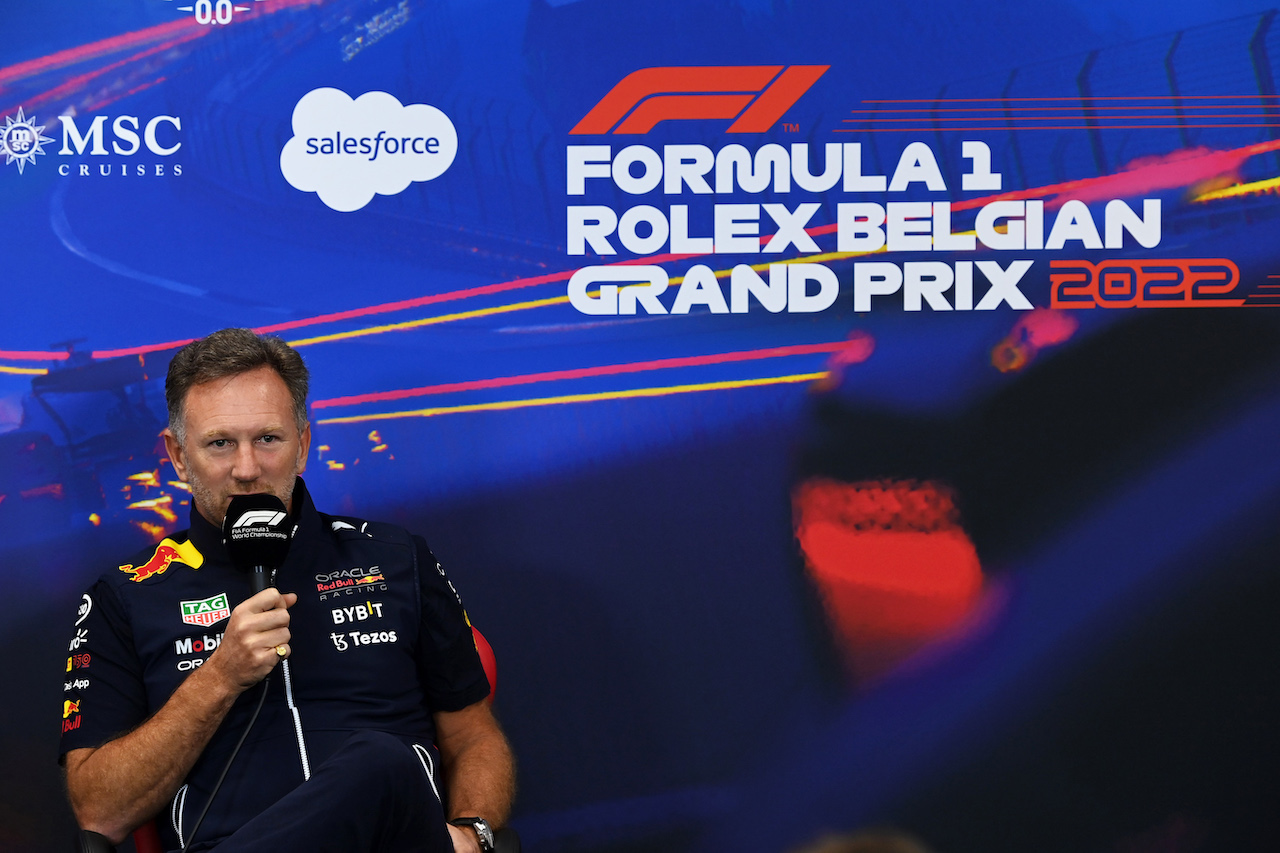 GP BELGIO, Christian Horner (GBR) Red Bull Racing Team Principal in the FIA Press Conference.
27.08.2022. Formula 1 World Championship, Rd 14, Belgian Grand Prix, Spa Francorchamps, Belgium, Qualifiche Day.
- www.xpbimages.com, EMail: requests@xpbimages.com © Copyright: XPB Images