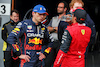 GP BELGIO, (L to R): Max Verstappen (NLD) Red Bull Racing in qualifying parc ferme with Carlos Sainz Jr (ESP) Ferrari.
27.08.2022. Formula 1 World Championship, Rd 14, Belgian Grand Prix, Spa Francorchamps, Belgium, Qualifiche Day.
 - www.xpbimages.com, EMail: requests@xpbimages.com © Copyright: Coates / XPB Images